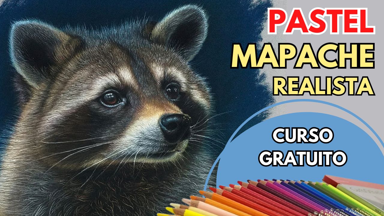 Curso Mapache Realista en Pastel - Aprende a crear un mapache realista paso a paso con pasteles en barra y lápices pastel.